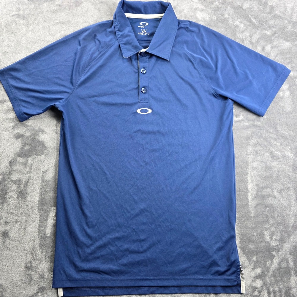Oakley Polo Shirt Mens Small Blue Hydrolix Golf Performance Short Sleeve Raglan